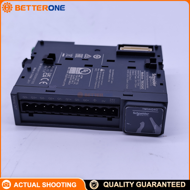Schneider Electric TM3AQ4G Modicon TM3 Analog Output Module, 4 Outputs, 24VDC, 0–10V / ±10V / 0–20mA / 4–20mA, 12-Bit Resolution, Spring Terminal Block, For M221/M241/M251/M262 PLC Expansion
