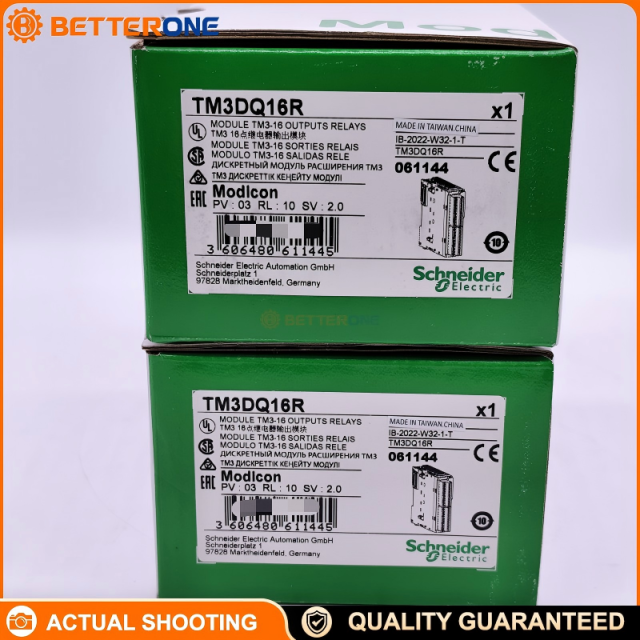 Schneider Electric TM3DQ16R Modicon TM3 Discrete Output Module, 16 N/O Relay Outputs, 2A, 240VAC/30VDC, Positive/Negative Logic, 24VDC, Screw Terminals, For M221/M241/M251/M262 PLC Expansion