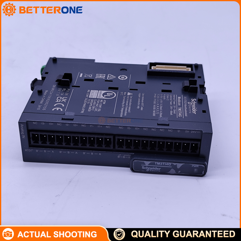 Schneider Electric TM3TI4G Modicon TM3 Analog/Temperature Input Module, 4 Inputs, 24VDC, 0–10V / ±10V / 0–20mA / 4–20mA, Thermocouple & 3-Wire RTD, 16-Bit / 15-Bit+Sign, Spring Terminals, For M221/M241/M251/M262 PLC Expansion