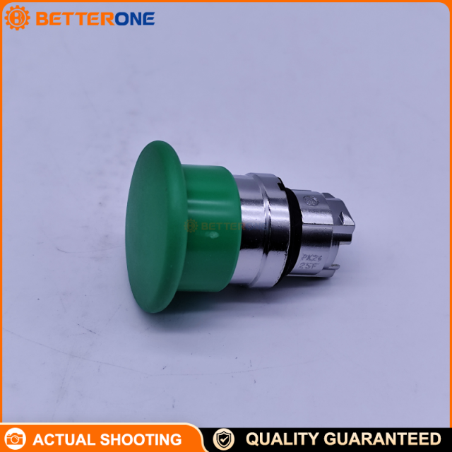Schneider Electric ZB4BC3 Harmony XB4 Metal Mushroom Pushbutton Head, 40mm Green, Ø22mm Panel Mount, Spring Return, Non-Illuminated Operator Head, Industrial Control Panel Switch