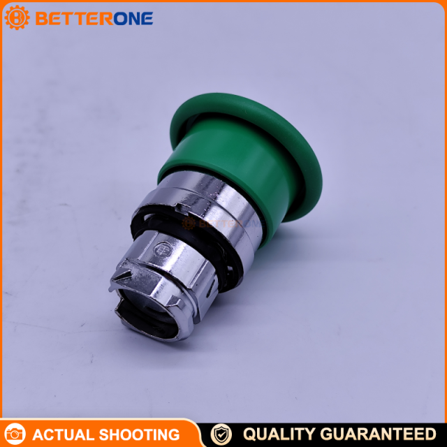 Schneider Electric ZB4BC3 Harmony XB4 Metal Mushroom Pushbutton Head, 40mm Green, Ø22mm Panel Mount, Spring Return, Non-Illuminated Operator Head, Industrial Control Panel Switch