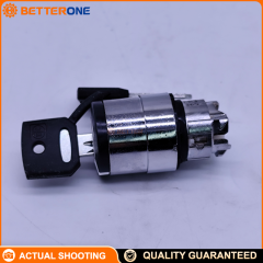Schneider Electric ZB4BG6 Harmony XB4 Metal Key Selector Switch Head, Black, Ø22mm, Key No.455, 2 Positions, Spring Return Right-to-Left, Key Removal on Left Position, Non-Illuminated Operator Head