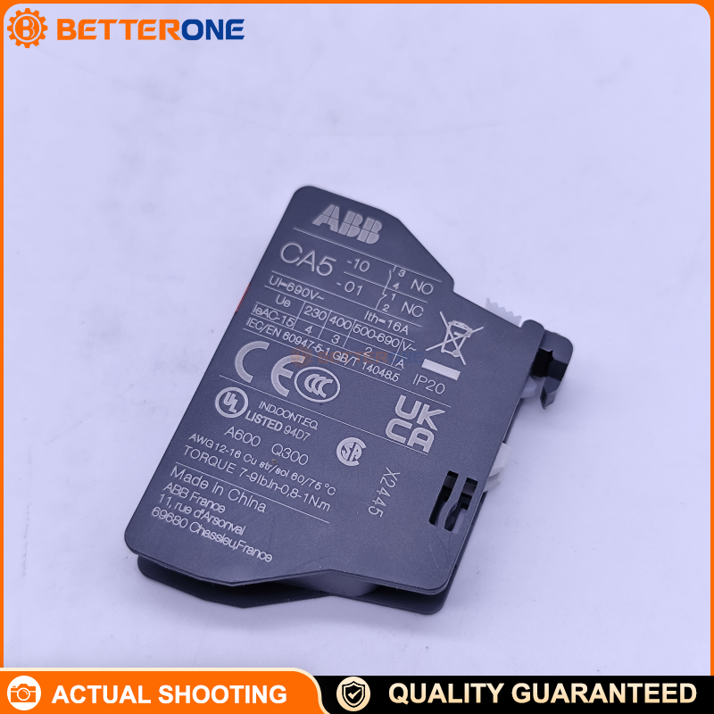 ABB 1SBN010010R1001 CA5-01 Front-Mounted Auxiliary Contact Block, 1NC Instantaneous, Screw Terminals, For A Series Contactors & N Series Contactor Relays