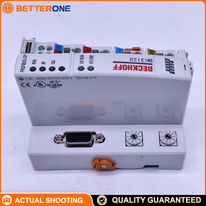 Beckhoff BK3120 PROFIBUS-DP “Economy plus” Bus Coupler, DP-V1, 128 Bytes In/Out, Up to 12 Mbaud, For KL K-Bus Terminals (64 / 255 with K-Bus Extension)