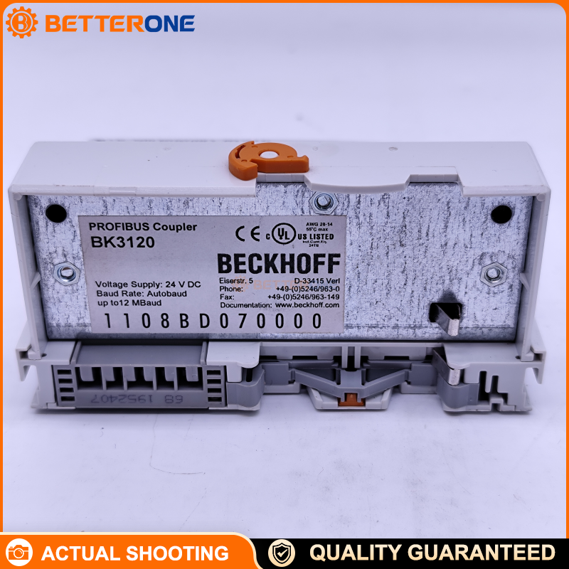 Beckhoff BK3120 PROFIBUS-DP “Economy plus” Bus Coupler, DP-V1, 128 Bytes In/Out, Up to 12 Mbaud, For KL K-Bus Terminals (64 / 255 with K-Bus Extension)