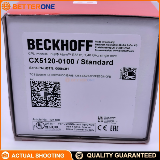 Beckhoff CX5120-0100 Embedded PC, Intel Atom E3815, 2GB DDR3, Dual Gigabit Ethernet, DVI-I, USB 2.0, Fanless DIN-Rail Controller