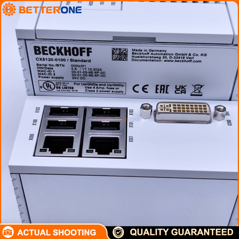 Beckhoff CX5120-0100 Embedded PC, Intel Atom E3815, 2GB DDR3, Dual Gigabit Ethernet, DVI-I, USB 2.0, Fanless DIN-Rail Controller