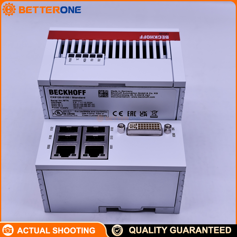 Beckhoff CX5120-0100 Embedded PC, Intel Atom E3815, 2GB DDR3, Dual Gigabit Ethernet, DVI-I, USB 2.0, Fanless DIN-Rail Controller