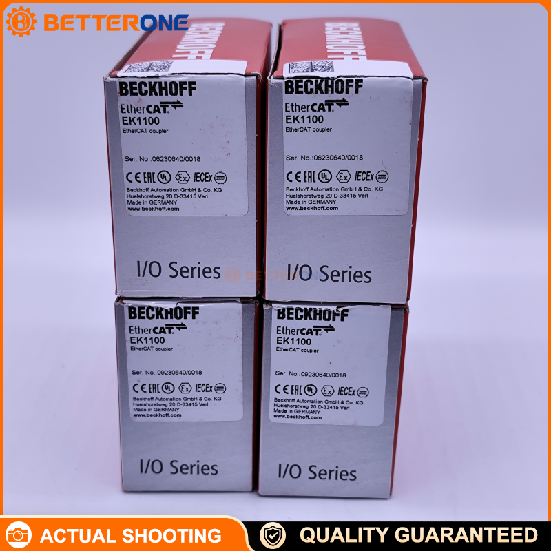Beckhoff EK1100 EtherCAT Coupler for ELxxxx EtherCAT Terminals, 2×RJ45 100BASE-TX, 24VDC, 2A E-bus Supply, 1 µs Delay, 100 m Station Distance