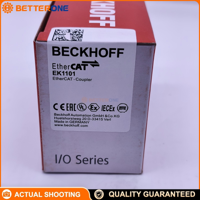 Beckhoff EK1101 EtherCAT Coupler with ID Switch for ELxxxx EtherCAT Terminals, 2×RJ45 100BASE-TX, 24VDC, Auto Terminal Detection & Process Image Mapping