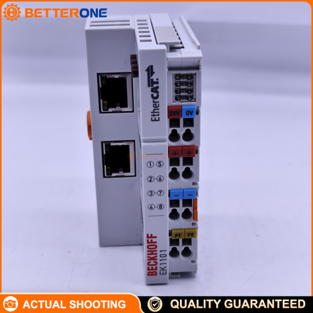 Beckhoff EK1101 EtherCAT Coupler with ID Switch for ELxxxx EtherCAT Terminals, 2×RJ45 100BASE-TX, 24VDC, Auto Terminal Detection & Process Image Mapping