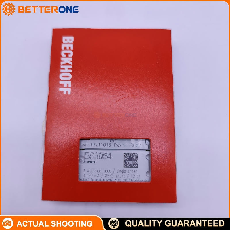 Beckhoff ES3054 EtherCAT Analog Input Terminal, 4-Channel 4–20 mA, 12-Bit, Single-Ended, Electrically Isolated, Pluggable Wiring Level, 24V Power Contacts for 2-Wire Transmitters