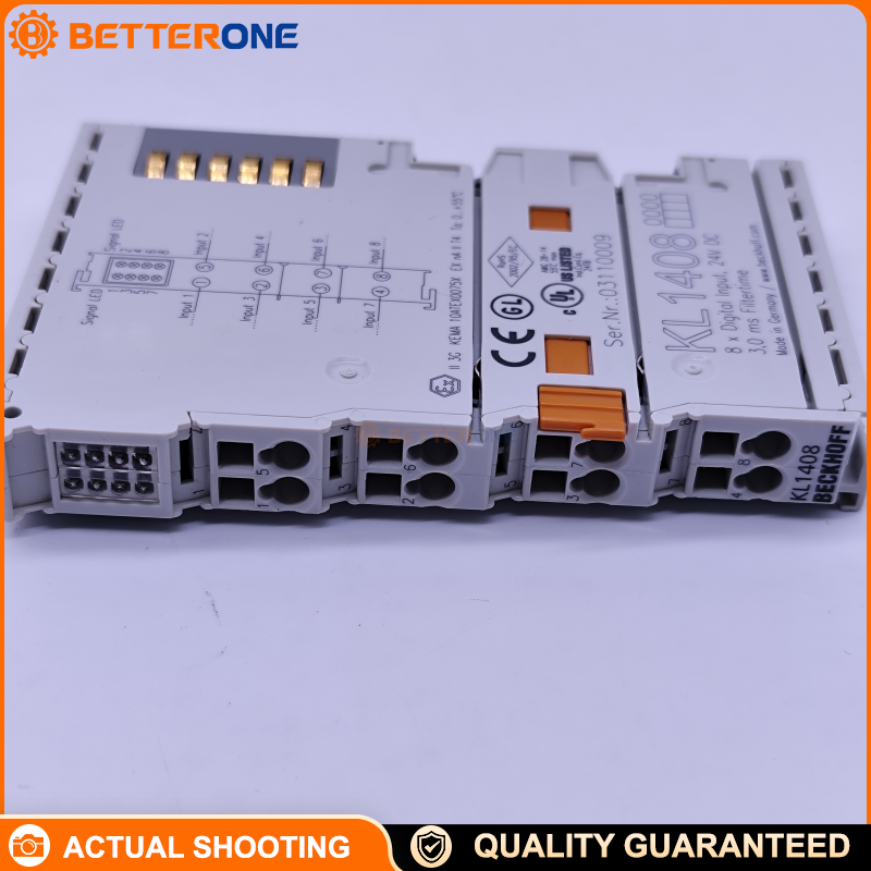 Beckhoff KL1408 K-bus Digital Input Bus Terminal, 8-Channel 24 V DC, EN 61131-2 Type 1/3, 1-Wire Connection, 3 ms Input Filter, Channel LEDs, 500 V Isolation