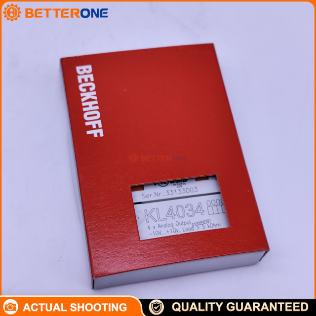 Beckhoff KL4034 K-bus Analog Output Bus Terminal, 4-Channel Voltage Output -10…+10 V, 12-Bit Resolution, Electrically Isolated Outputs, Common Ground per Terminal, Run LEDs for Bus Coupler Data Exchange