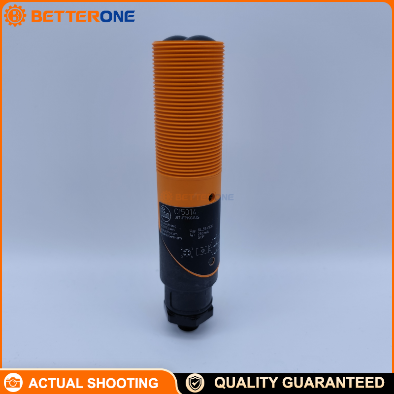 IFM OI5014 Diffuse Reflection Photoelectric Sensor (OIT-FPKG/US-100-DPS), Infrared 880nm, M30x1.5 Threaded, 3–700mm Long Range (Adjustable), PNP Output, Programmable Light-On/Dark-On, 10–55VDC, 250mA, 100Hz, IP65, M12 Connector