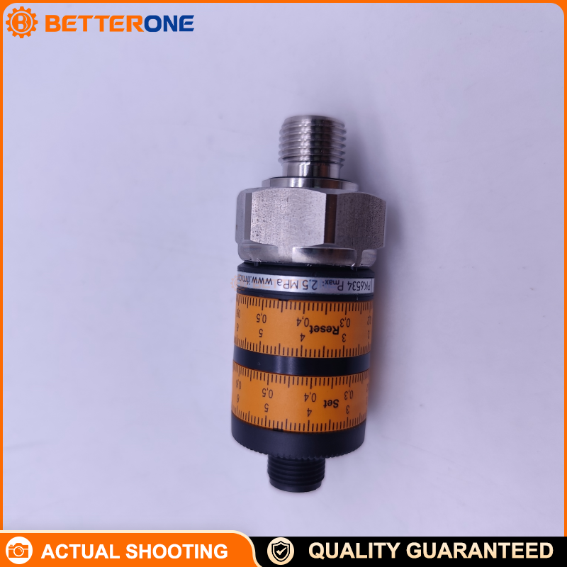 IFM PK6534 Electronic Pressure Switch (PK-010-RFG14-HCPKG/US//W), 0–10 bar (0–1 MPa) Relative Pressure, 2×PNP Switching Outputs (NO/NC Complementary), 9.6–32 VDC, G 1/4 A Process Connection + M5 Internal Thread, For Liquids & Gases, -25…80°C Media