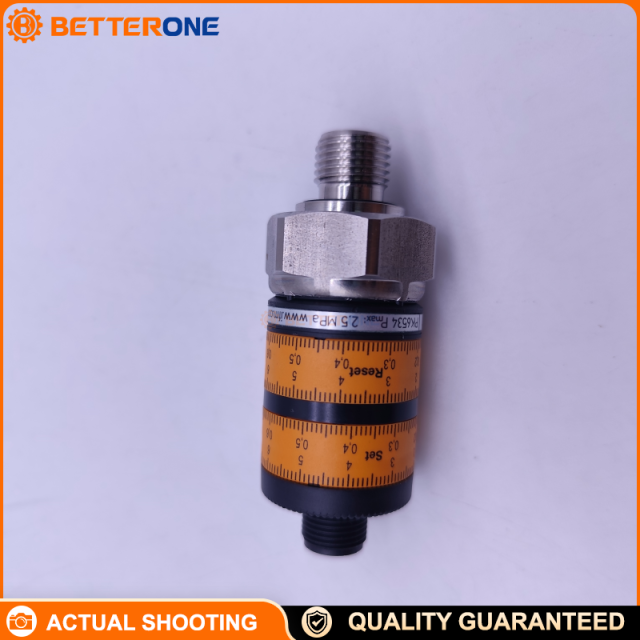 IFM PK6534 Electronic Pressure Switch (PK-010-RFG14-HCPKG/US//W), 0–10 bar (0–1 MPa) Relative Pressure, 2×PNP Switching Outputs (NO/NC Complementary), 9.6–32 VDC, G 1/4 A Process Connection + M5 Internal Thread, For Liquids & Gases, -25…80°C Media