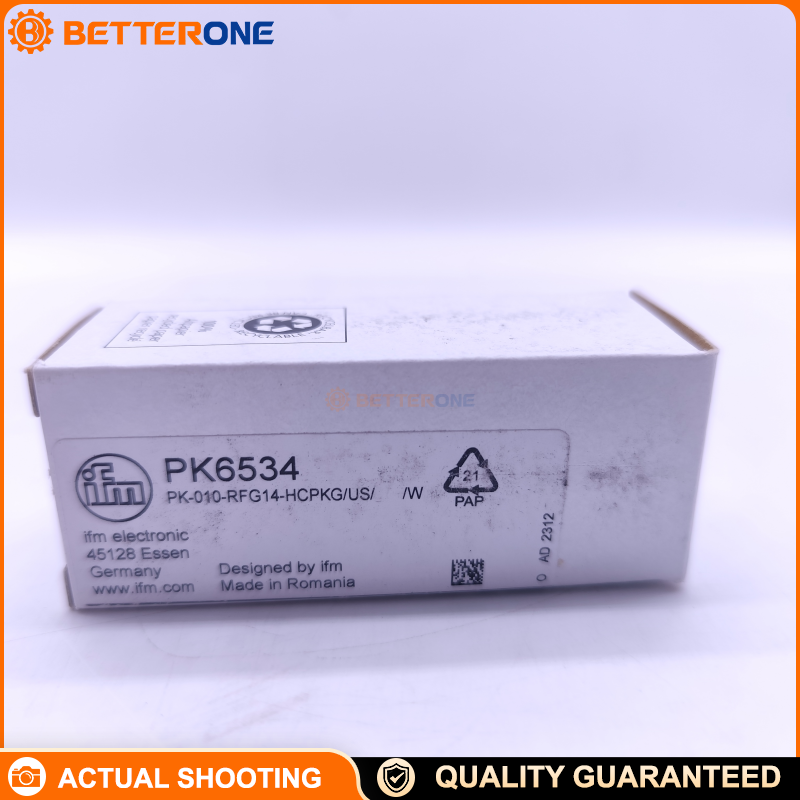 IFM PK6534 Electronic Pressure Switch (PK-010-RFG14-HCPKG/US//W), 0–10 bar (0–1 MPa) Relative Pressure, 2×PNP Switching Outputs (NO/NC Complementary), 9.6–32 VDC, G 1/4 A Process Connection + M5 Internal Thread, For Liquids & Gases, -25…80°C Media