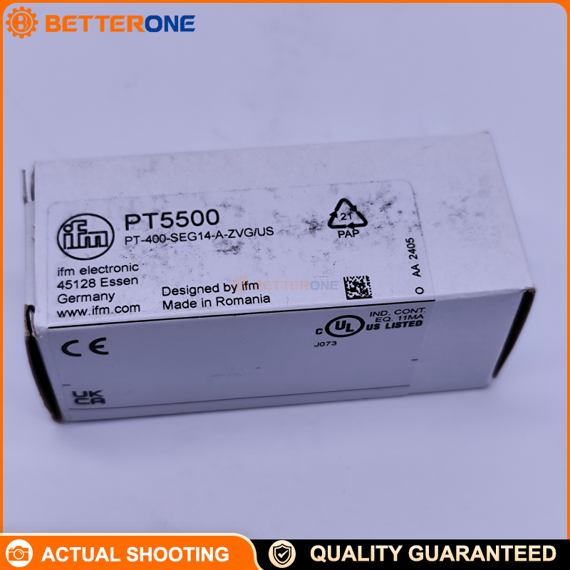 IFM PT5500 Pressure Transmitter (PT-400-SEG14-A-ZVG/US), 0–400 bar (0–40 MPa) Relative Pressure Sensor, 4–20 mA Analog Output, 8–32 VDC, G 1/4 External Thread (DIN EN ISO 1179-2), For Mobile Hydraulics, Liquids & Gases