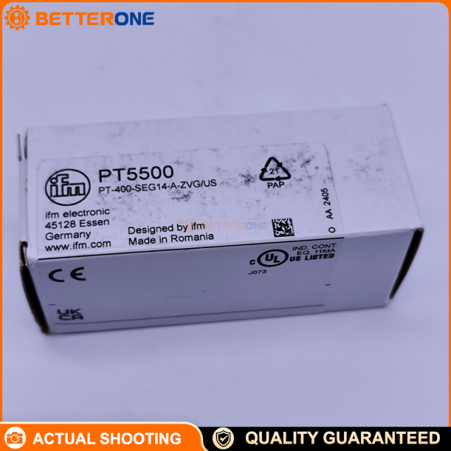 IFM PT5500 Pressure Transmitter (PT-400-SEG14-A-ZVG/US), 0–400 bar (0–40 MPa) Relative Pressure Sensor, 4–20 mA Analog Output, 8–32 VDC, G 1/4 External Thread (DIN EN ISO 1179-2), For Mobile Hydraulics, Liquids & Gases
