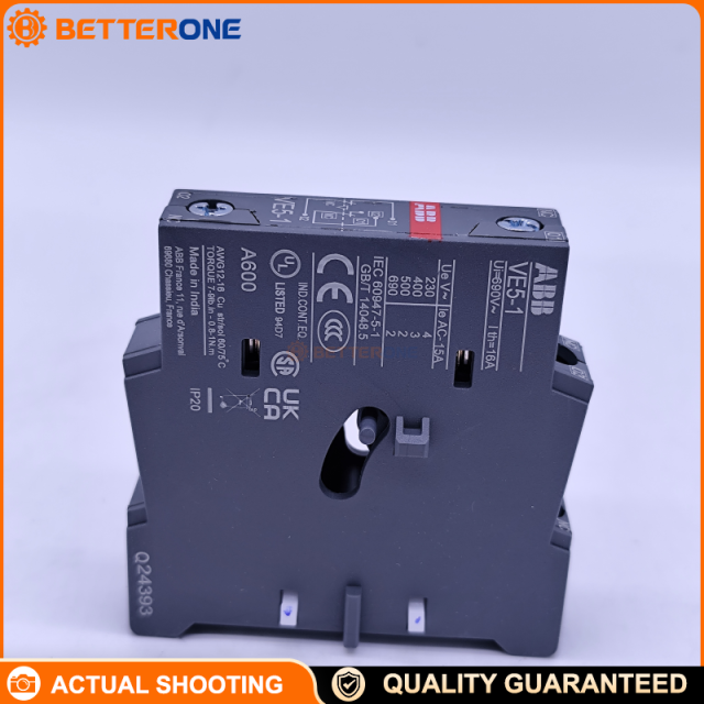 ABB 1SBN030110R1000 VE5-1 Mechanical & Electrical Interlock Unit, For Interlocking Two A-Series Contactors (Reversing/Changeover/Star-Delta), Built-In 2×NC Interlocking Contacts