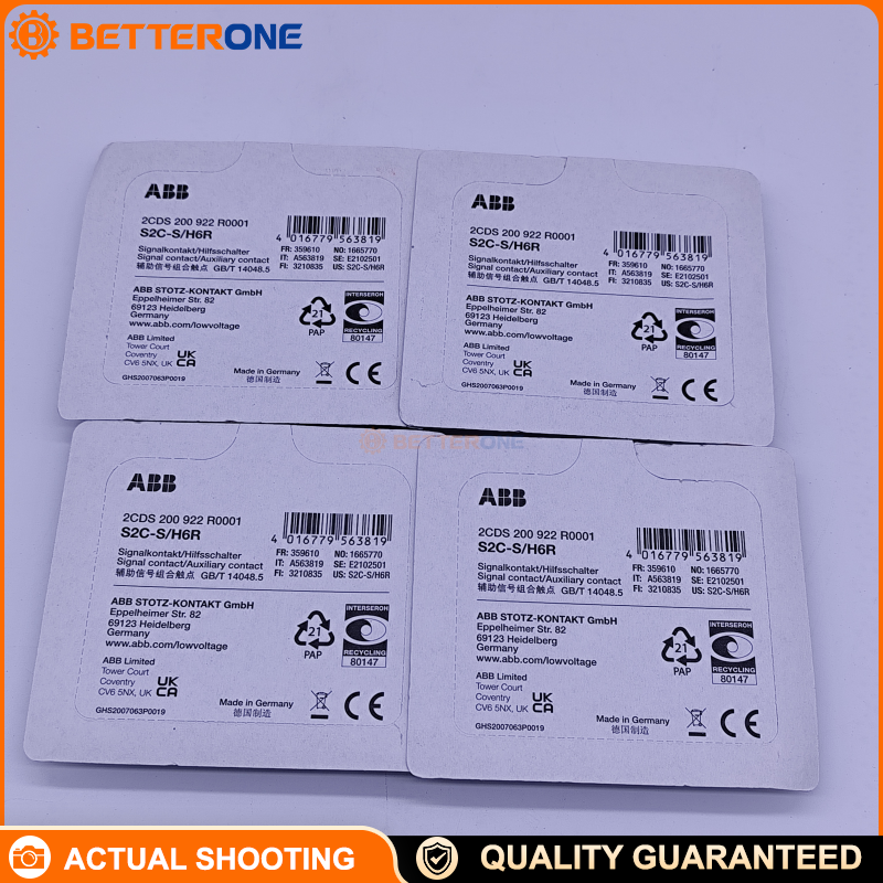 ABB 2CDS200922R0001 S2C-S/H6R Compact Signal/Auxiliary Contact, 1CO Change-Over, Selector for Contact Position Indication or Fault Signaling