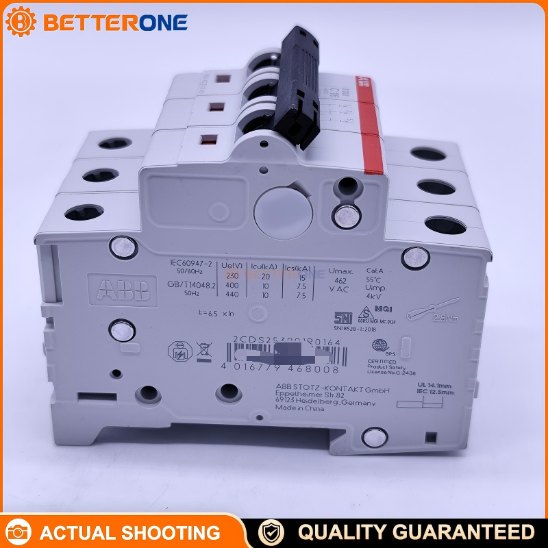 ABB 2CDS253001R0164 S203-C16 Miniature Circuit Breaker, S200 Series, 3-Pole (3P), C-Curve, 16A, Thermal-Magnetic Trip, Current Limiting, IEC/EN 60898-1 & IEC/EN 60947-2