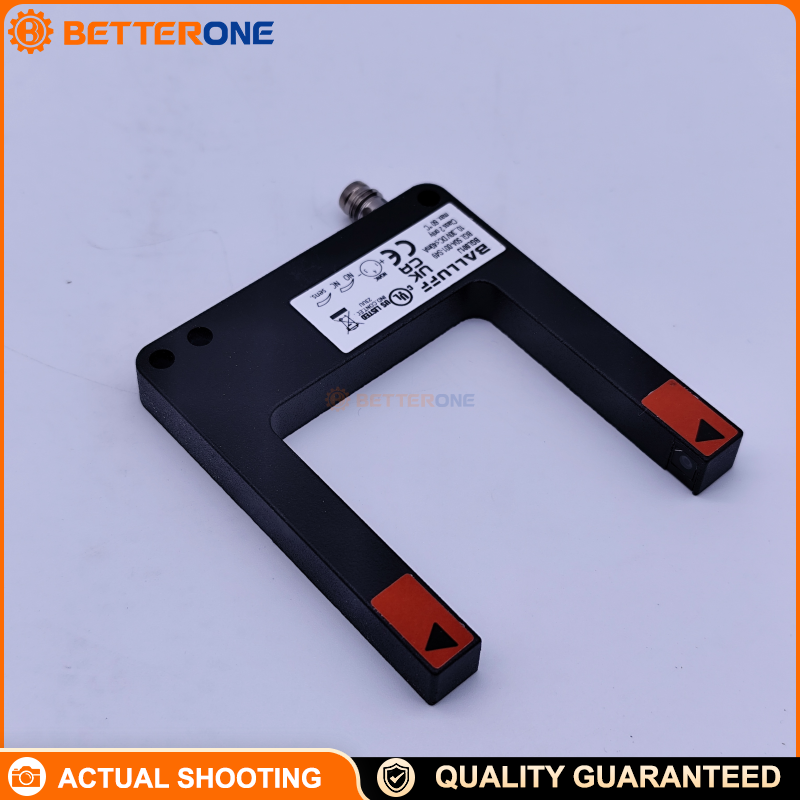 Balluff BGL50A-001-S49 Fork Sensor (Order Code BGL001J), Through-Beam, 50mm Fork Opening, PNP NO/NC, 10–30VDC, Red LED, Ø1.5mm Light Spot, 1500Hz, M8 3-Pin Connector, 10×70×88mm Metal Housing