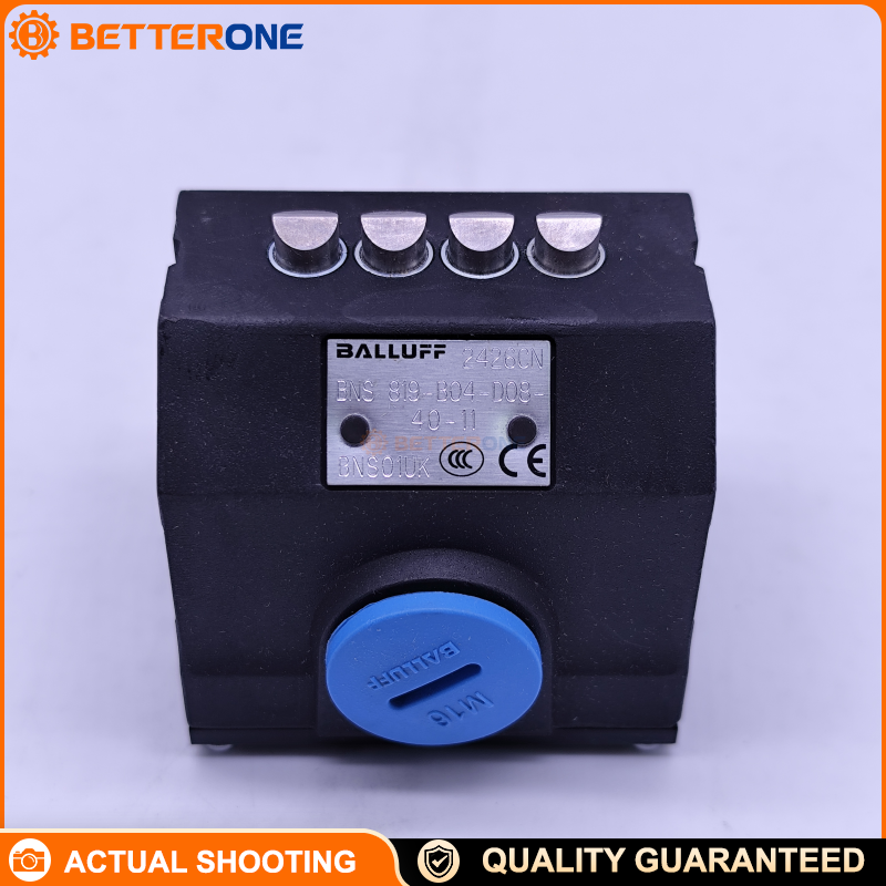 Balluff BNS819-B04-D08-40-11 Mechanical Multiple Position Limit Switch (Order Code BNS01UK), 4 Switching Positions (4× Chisel), 8mm Spacing, Snap-Action SPDT (1NO+1NC) Contacts, Aluminum Anodized Housing 40×50×48mm, IP67, Cam Approach Parallel to Mounting