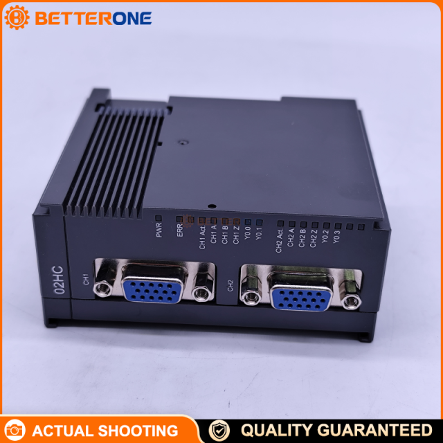 Delta AS02HC-A High-Speed Counter Module for AS & AX-3 PLC, 2-channel encoder input, incremental A/B/Z up to 200kHz, SSI (CLK/DATA) up to 1.25MHz, 4 open-collector outputs Y0.0–Y0.3 (5–30VDC), DIN-rail mount.