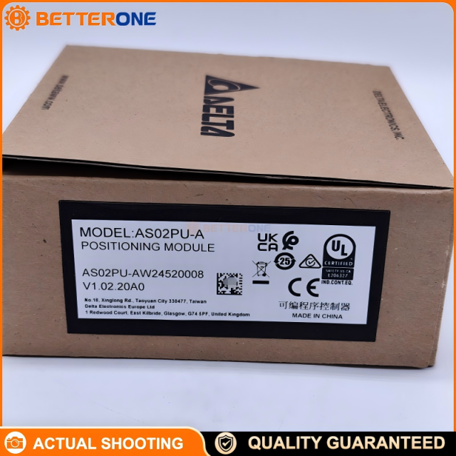 Delta AS02PU-A AS Series PLC 2-Axis Positioning Pulse Output Module, 200kHz Differential Pulse Outputs, 5VDC 20mA, A/B/Z Differential Encoder Input, 24VDC DI, DIN-Rail Mount