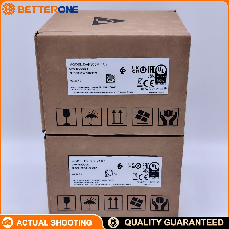 Delta DVP28SV11S2 DVP-SV2 High-Performance Slim PLC CPU, 24VDC, 28 points (16DI+12DO), PNP transistor outputs, 30K steps program memory, RS-232 + RS-485, 200kHz high-speed pulse outputs/counters, expandable I/O & high-speed modules.