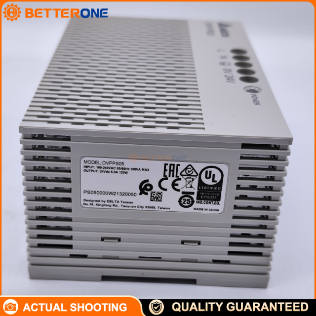 Delta DVPPS05 (DVP-PS05) PLC Power Supply Module, 1-Phase 85–264VAC Input, 24VDC Output, 5A, 120W, DIN-Rail Mount, for DVP Series PLC Panels