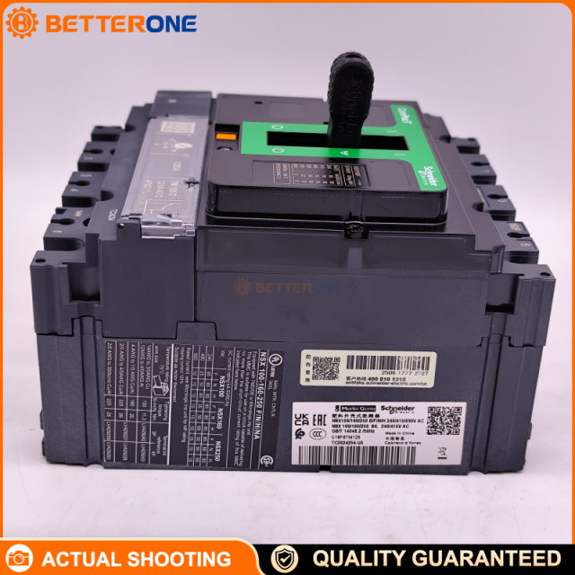 Schneider Electric C16F6TM125 ComPacT NSX160F MCCB, 36kA at 415VAC, TMD thermal-magnetic trip, 125A, 4P 3D (neutral not protected), for power distribution protection.