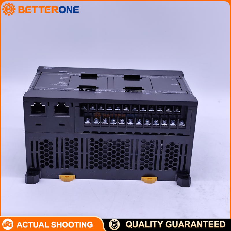 Omron CP2E-N40DT-D CP2E PLC CPU, 24VDC, 40 I/O (24 DI + 16 DO), NPN transistor outputs, built-in 2× Ethernet ports (switching), 20K steps program capacity, compact DIN-rail PLC for machine control & data collection