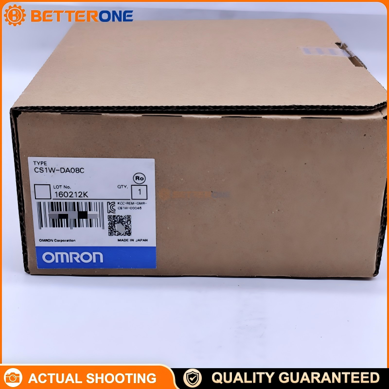 Omron CS1W-DA08C CS1 Series Analog Output Unit, 8-channel 4–20 mA current outputs, 1/4,000 resolution (~12-bit), ~1 ms/point conversion, offset/gain adjustment and output hold—ideal for CS1 rack PLC analog control.
