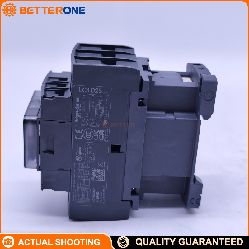 Schneider Electric LC1D25M7 TeSys D Contactor, 3P (3NO), AC-3/3e 25A (≤440V), 220VAC 50/60Hz coil, built-in 1NO+1NC auxiliary contacts, screw clamp terminals, DIN-rail/plate mounting, for motor starting and control panels.