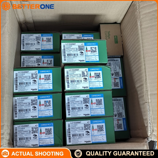 Schneider Electric LC1D25M7 TeSys D Contactor, 3P (3NO), AC-3/3e 25A (≤440V), 220VAC 50/60Hz coil, built-in 1NO+1NC auxiliary contacts, screw clamp terminals, DIN-rail/plate mounting, for motor starting and control panels.