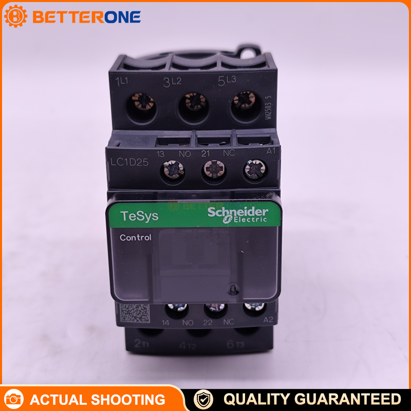 Schneider Electric LC1D25M7C TeSys Deca Contactor, 3P (3NO), AC-3/AC-3e 25A ≤440V, 220VAC 50/60Hz coil, built-in 1NO+1NC auxiliaries, screw terminals, DIN-rail/plate mounting, for motor starting control