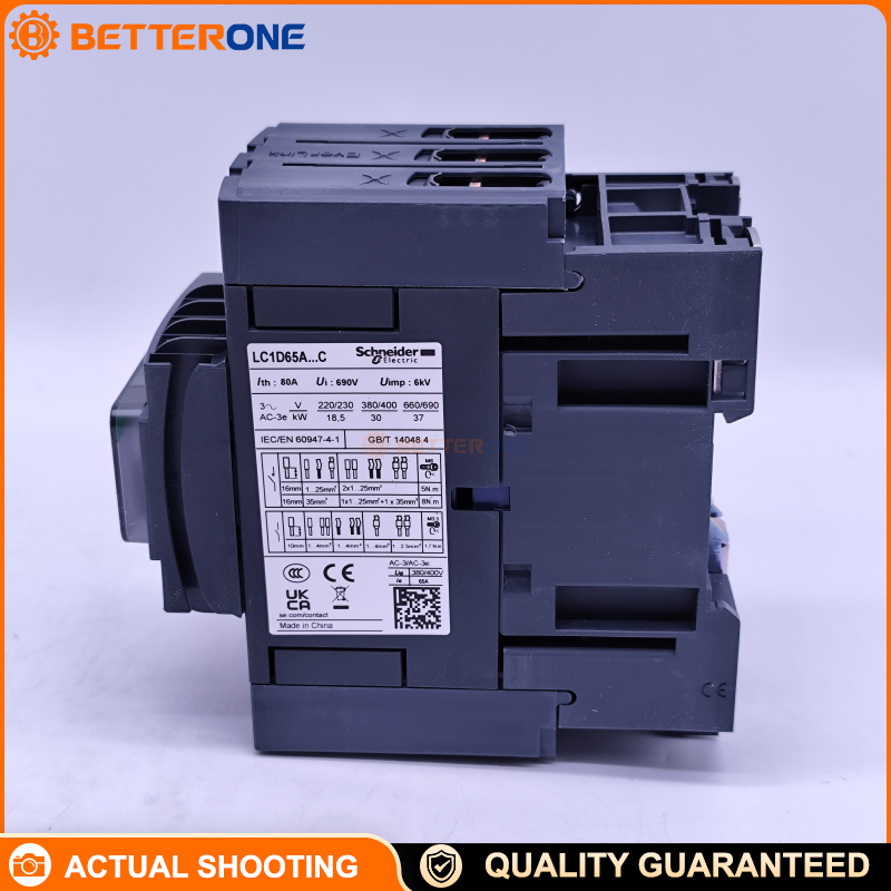 Schneider Electric LC1D65AM7C TeSys D/Deca Contactor 3P (3NO) AC-3/AC-3e 65A up to 440V, 220VAC 50/60Hz coil, EverLink terminals, built-in 1NO+1NC auxiliary contacts