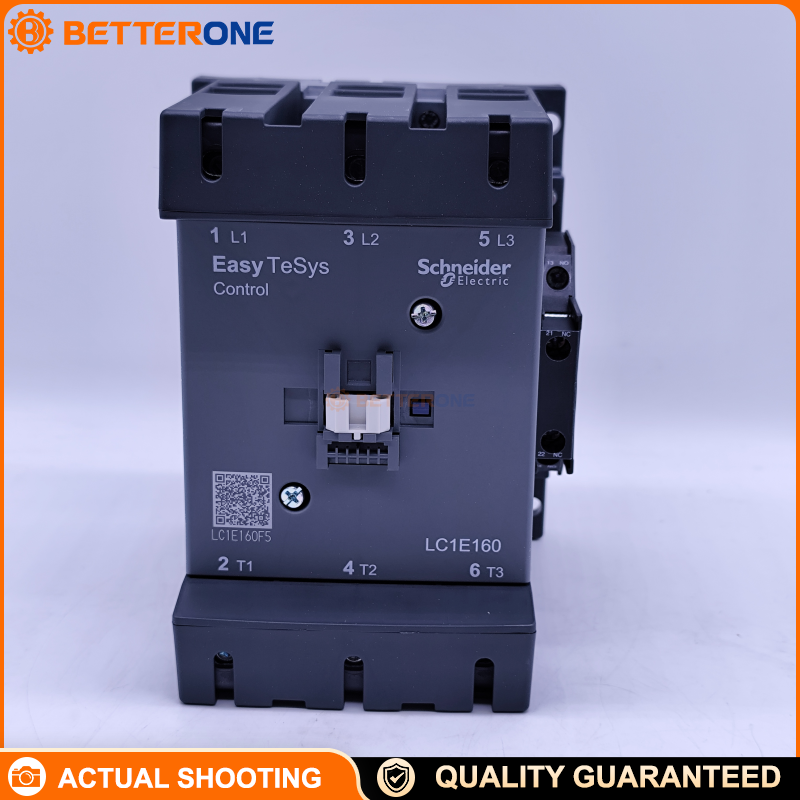 Schneider Electric LC1E160F5N Easy TeSys Control Contactor, 3P (3NO), AC-3 160A up to 440V, 110VAC 50Hz coil, built-in 1NO+1NC auxiliary contacts, screw terminals, for motor starting and control panels