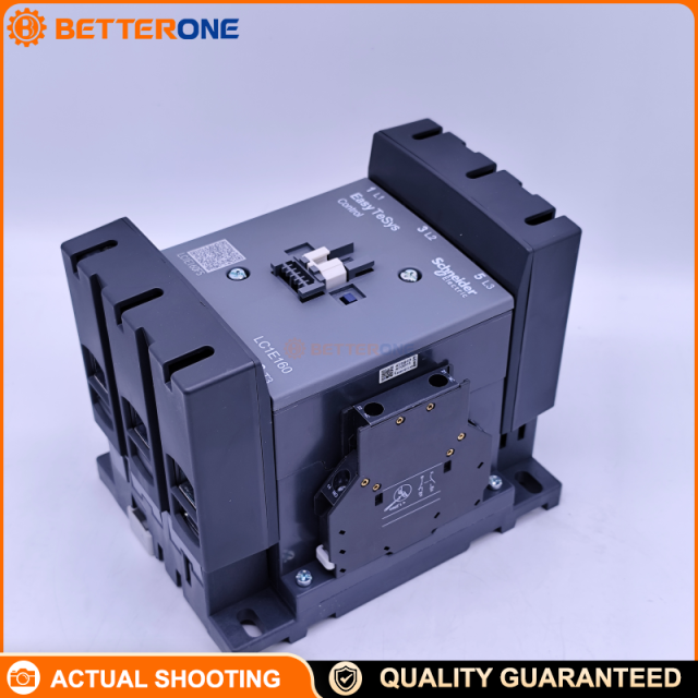 Schneider Electric LC1E160F5N Easy TeSys Control Contactor, 3P (3NO), AC-3 160A up to 440V, 110VAC 50Hz coil, built-in 1NO+1NC auxiliary contacts, screw terminals, for motor starting and control panels