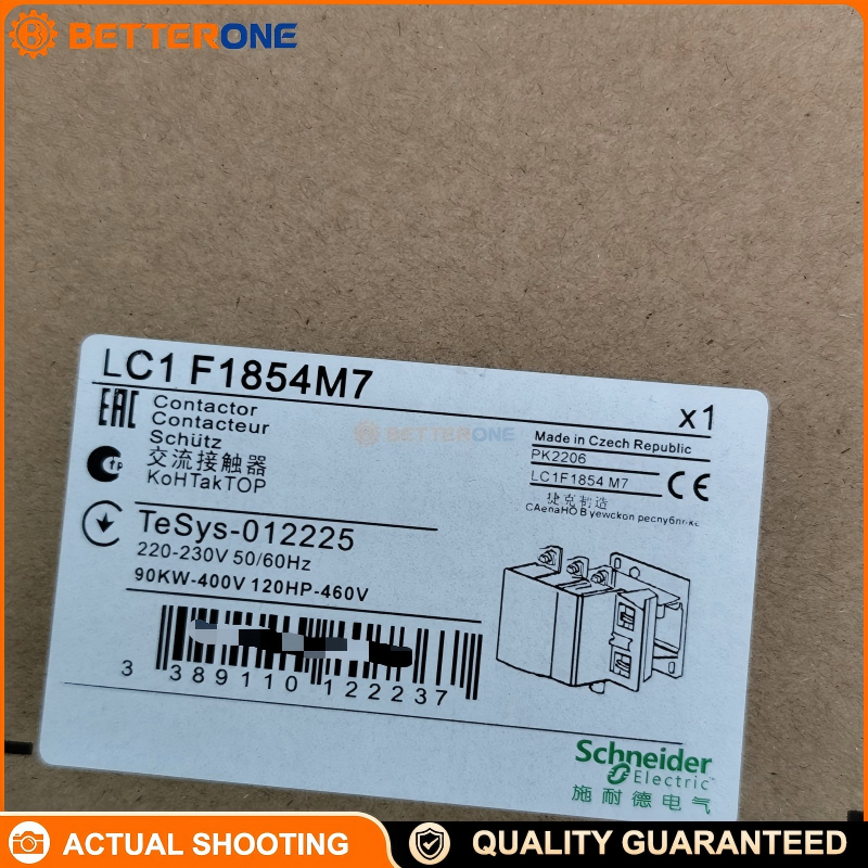 Schneider Electric LC1F1854M7 TeSys F Contactor, 4P (4NO), AC-1 275A (≤440VAC), 220VAC coil 40–400Hz, for high-current power switching, heaters and distribution switching applications