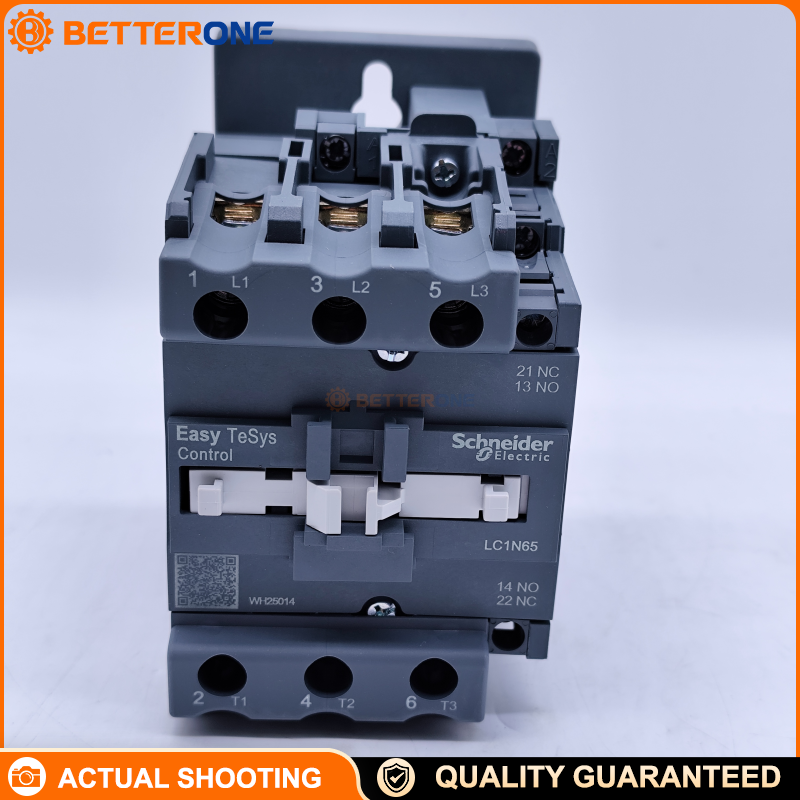Schneider Electric LC1N65F5N Easy TeSys Control AC Contactor, 3P (3NO), AC-3 65A ≤440V, power circuit ≤690VAC, built-in 1NO+1NC auxiliaries, 110VAC 50Hz coil, DIN-rail/plate mounting