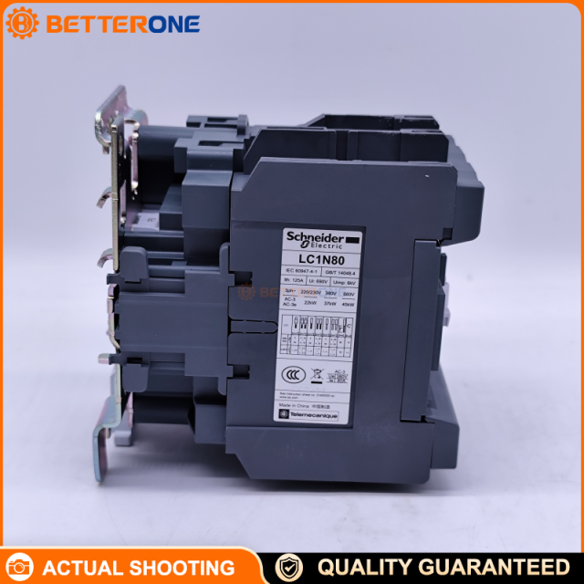 Schneider Electric LC1N80F5N Easy TeSys Control AC Contactor, 3P (3NO), AC-3 80A ≤440V, built-in 1NO+1NC auxiliaries, 110VAC 50Hz coil, for motor starting and control panels