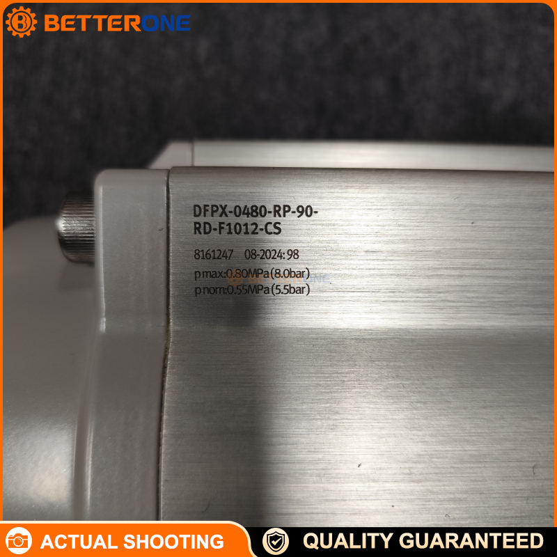 Festo 8161247 (DFPX-0480-RP-90-RD-F1012-CS) is a DFPX quarter-turn actuator: double-acting rack & pinion, 90° rotation, ISO 5211 F1012 mounting, NAMUR interface for automation accessories—ideal for valve automation.