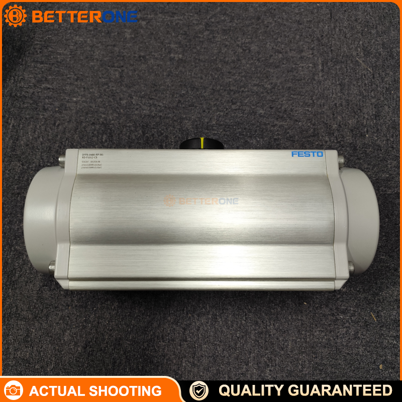 Festo 8161247 (DFPX-0480-RP-90-RD-F1012-CS) is a DFPX quarter-turn actuator: double-acting rack & pinion, 90° rotation, ISO 5211 F1012 mounting, NAMUR interface for automation accessories—ideal for valve automation.