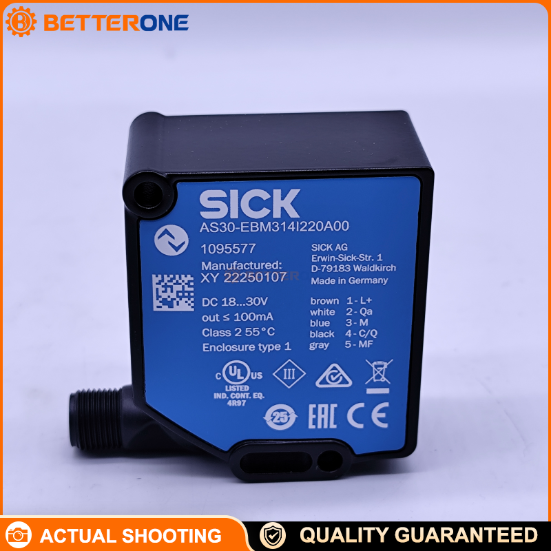 SICK AS30-EBM314I220A00 (1095577) AS30 Array Sensor, reflector mode, web guiding/positioning, edge & area teach-in, IO-Link, white LED, ≤25mm, push-pull PNP/NPN + 4–20mA, 18–30VDC, IP67, M12 5-pin