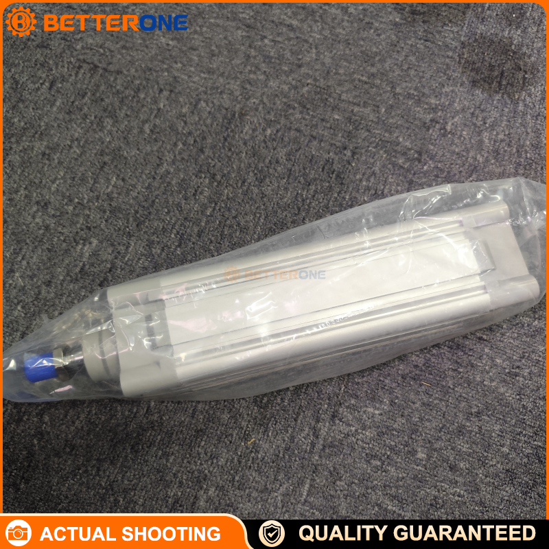 Festo DNC-63-160-PPV (163421) ISO 15552 standard cylinder, double-acting, 63 mm bore, 160 mm stroke, PPV adjustable pneumatic cushioning both ends, M16x1.5 male rod thread, 0.6–12 bar operating pressure, for automation clamping/pushing/positioning.