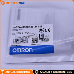 Omron E2A-S30KS15-M1-B1 Inductive Proximity Sensor, M30 Flush (Shielded), 15mm Sensing Distance, DC 3-Wire PNP NO, M12 Connector, Stainless Steel Housing, IP67/IP69K